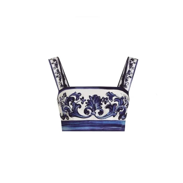 돌체앤가바나 여성 마졸리카 크롭 탑 - Dolce&Gabbana Womens Majolic… - 1