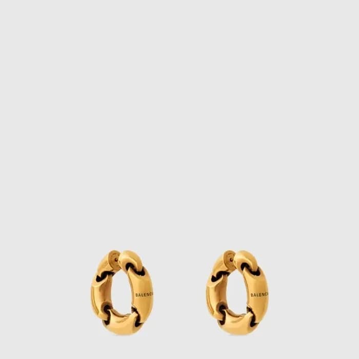 발렌시아가 여성 스인그레이빙 로고 후프 이어링 - Balenciaga Womens Engr… - 1