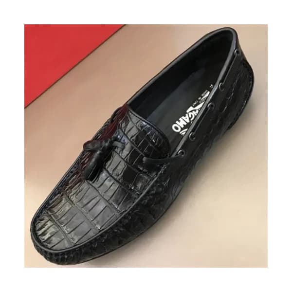 FERRAGAMO 2018 MENS U-TIP CROCODILE LEATHER LOAFE… - 1
