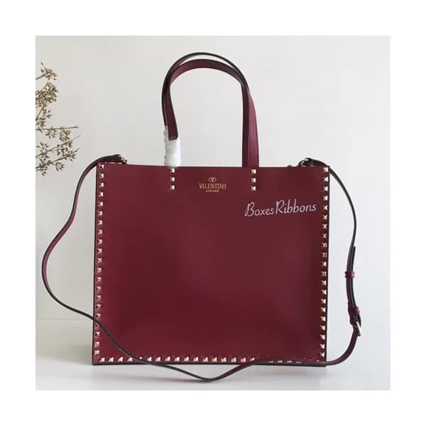 Valentino 2019 Leather Rockstud Tote Shoudler Bag,… - 1