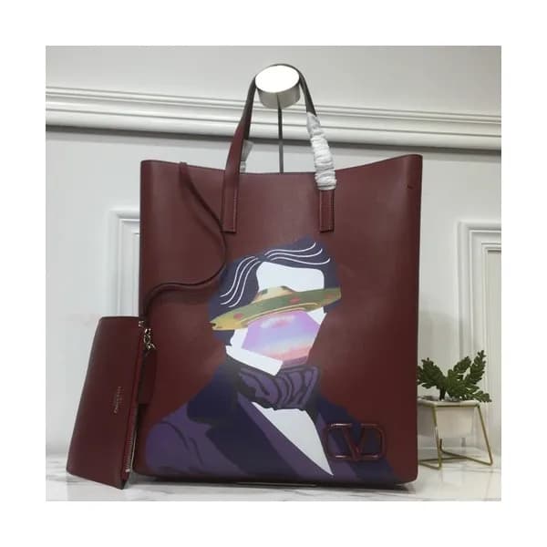 Valentino 2019 Garavani V-ring Leather Tote Shoppe… - 1