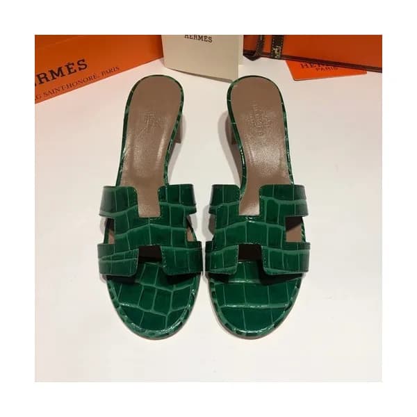 Hermes 2019 Ladies Oasis Leather Middle Heel Slipp… - 1
