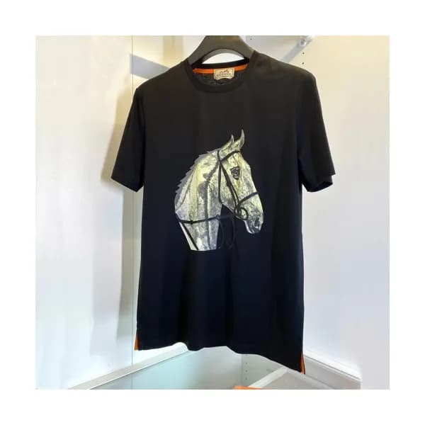 Hermes 2021 Mens Crew-neck Short Sleeved Tshirts -… - 1
