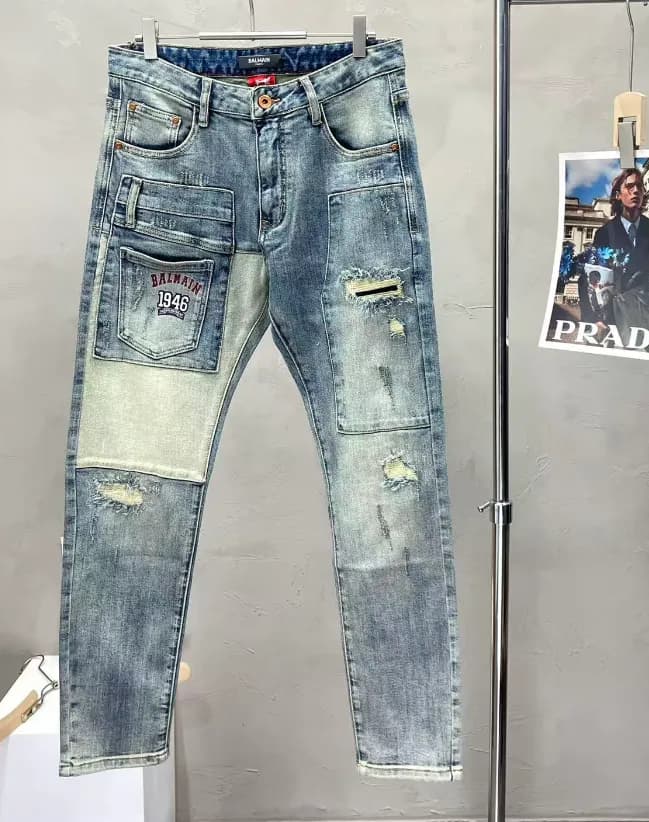 Balmain Mens Trendy Denim Pants Blue - 발망 남성 트렌디 … - 1