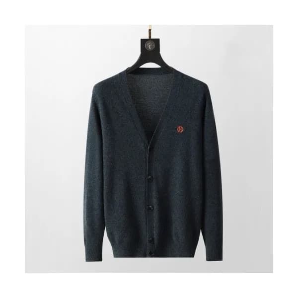 Hermes Mens Casual Cashmere Cardigan Dark Gray - … - 1