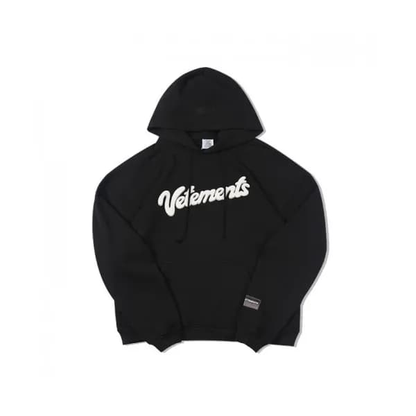 Vetements Mm/Wm Logo Oversize Cotton Hoodie Black… - 1