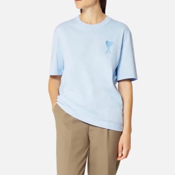 아미 여성 크루넥 블루 반팔티 - Womens Blue Tshirts - ami0265x - 1