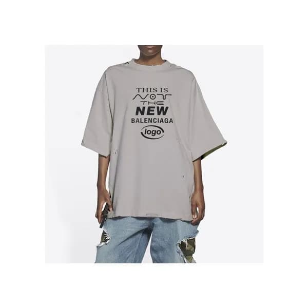 발렌시아가 남성 크루넥 그레이 반팔티 - Mens Gray Tshirts - bal0133… - 1