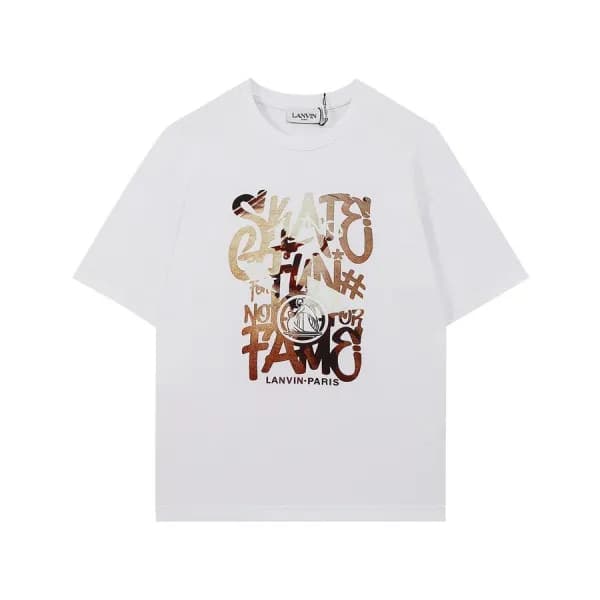 랑방 남성 이니셜 화이트 반팔티 - LANVIN Mens White Tshirts - la… - 1