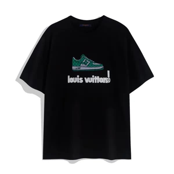 루이비통 남성 블랙 크루넥 반팔티 - Mens Black Tshirts - lou04170… - 1
