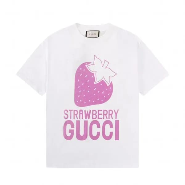 구찌 남/녀 크루넥 화이트 반팔티 - Unisex White Tshirts - guc048… - 1