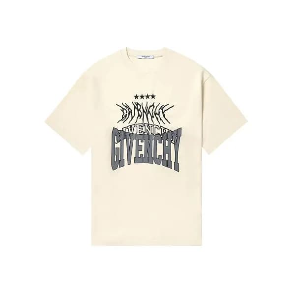 지방시 남성 크루넥 아이보리 반팔티 - Mens Ivory Tshirts - giv0720… - 1