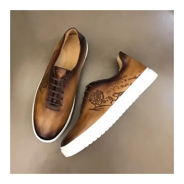 벨루티 남성 클래식 카멜 스니커즈 - Mens Camel Sneakers - ber010… - 1