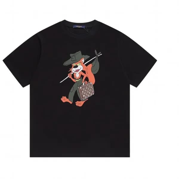 루이비통 남성 블랙 크루넥 반팔티 - Mens Black Tshirts - lou05107… - 1