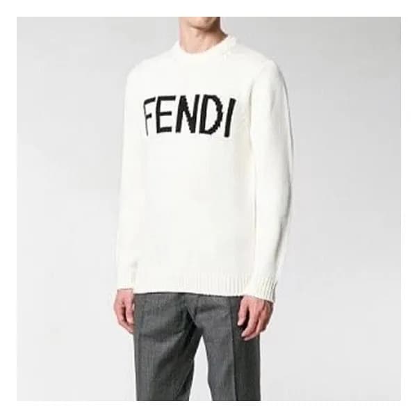 펜디 남성 트렌디 아이보리 니트 - Mens Ivory Sweaters - fen01289… - 1