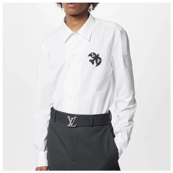 루이비통 남성 이니셜 화이트 셔츠 - Louis vuitton Mens White Tshi… - 1