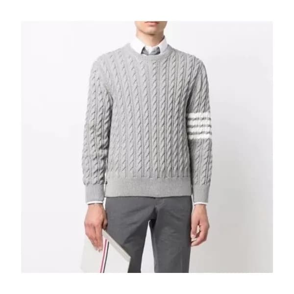 톰브라운 남성 그레이 크루넥 니트 - Thom Browne Mens Gray Knit - … - 1