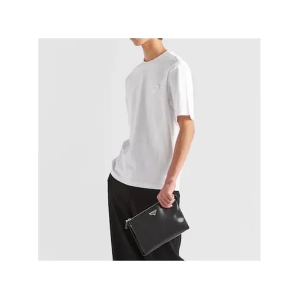 프라다 남성 크루넥 화이트 반팔티 - Prada Mens White Tshirts - pr… - 1