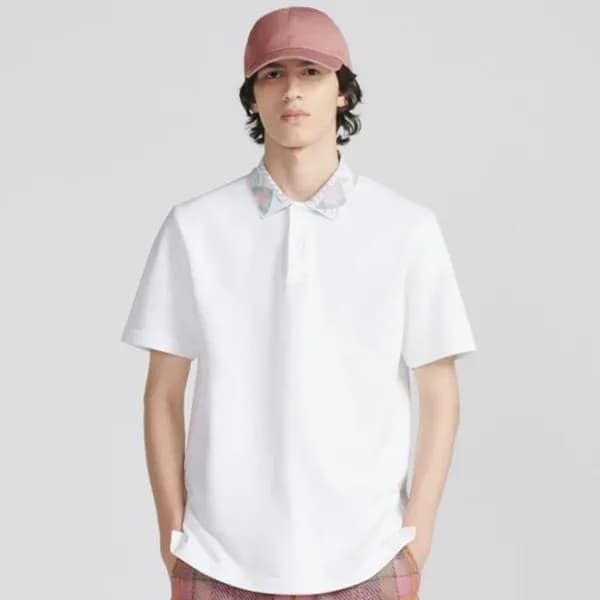 디올 남성 화이트 폴로 반팔티 - Dior Mens White Short sleeved T… - 1