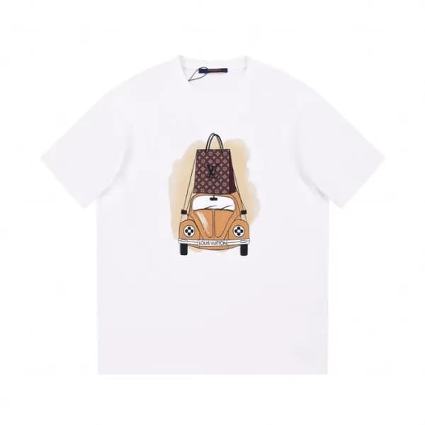 루이비통 남성 화이트 크루넥 반팔티 - Louis vuitton Mens White Sho… - 1