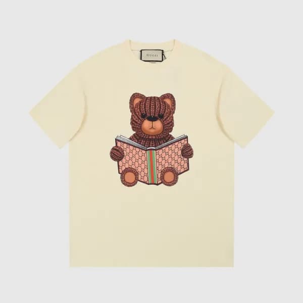 구찌 남/녀 아이보리 크루넥 반팔티 - Gucci Unisex Ivory Short sle… - 1
