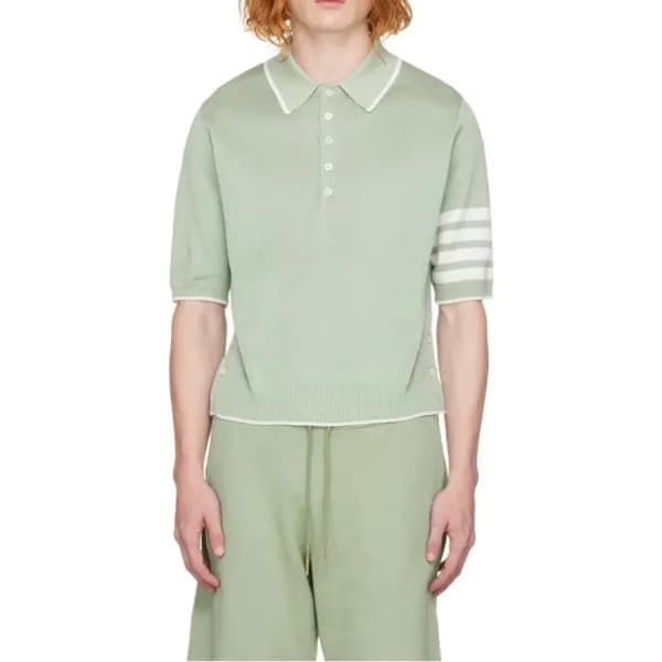 톰브라운 남성 민트 폴로 반팔티 - Thom Browne Mens Mint Tshirts … - 1