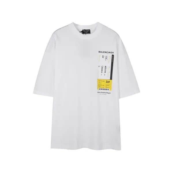 발렌시아가 남성 화이트 크루넥 반팔티 - Balenciaga Mens White Short… - 1