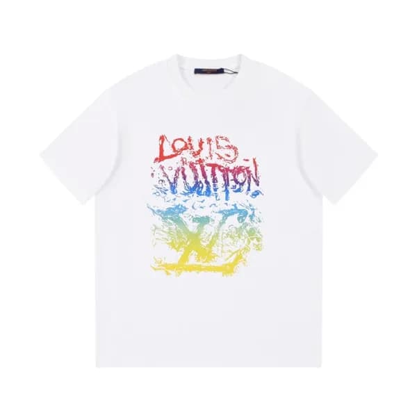 루이비통 남성 화이트 크루넥 반팔티 - Louis vuitton Mens White Sho… - 1