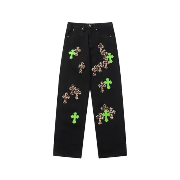크롬하츠 남성 트렌디 블랙 청바지 - Chrom Hearts Mens Black Jeans… - 1