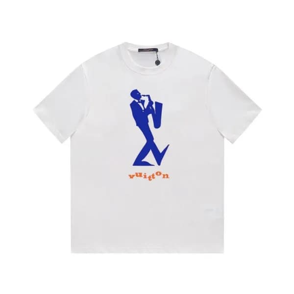 루이비통 남성 크루넥 화이트 반팔티 - Louis vuitton Mens White Sho… - 1
