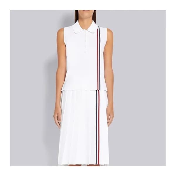 톰브라운 여성 화이트 나시 - Thom Browne Womens White Sleevele… - 1