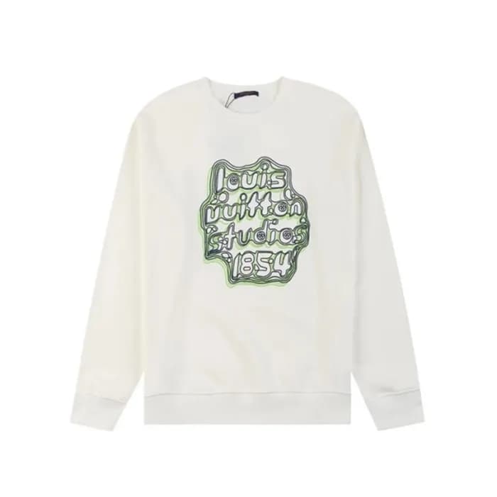 루이비통 남성 화이트 맨투맨 - Louis vuitton Mens White Tshirts… - 1