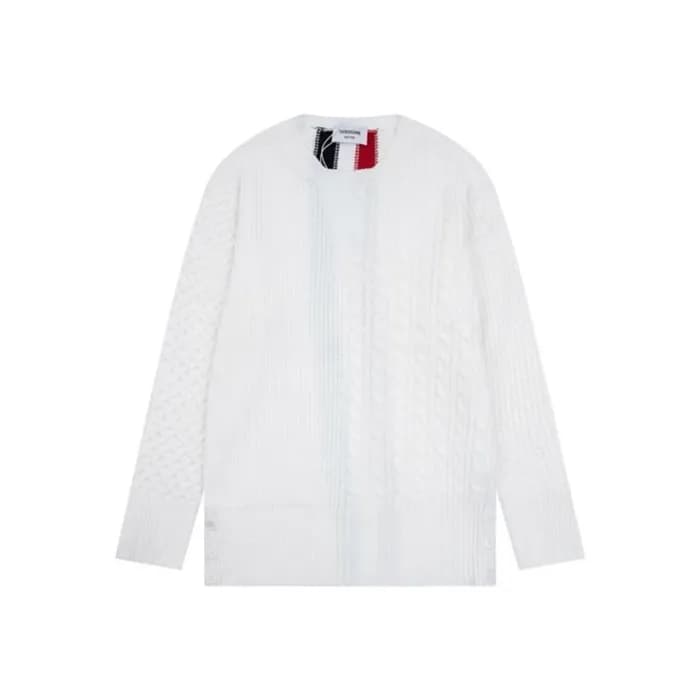 톰브라운 남성 화이트 니트 - Thom Browne Mens White Knits - th… - 1