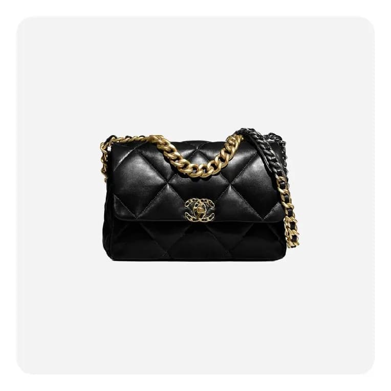 샤넬 19 플랩백 램스킨 라지 블랙 골드 - Chane19 Flap Bag Lamb ski… - 1