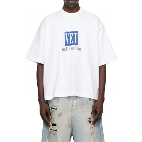 베트멍 남/녀 화이트 반팔 티셔츠 - Vetements Unisex Over Size Ts… - 1