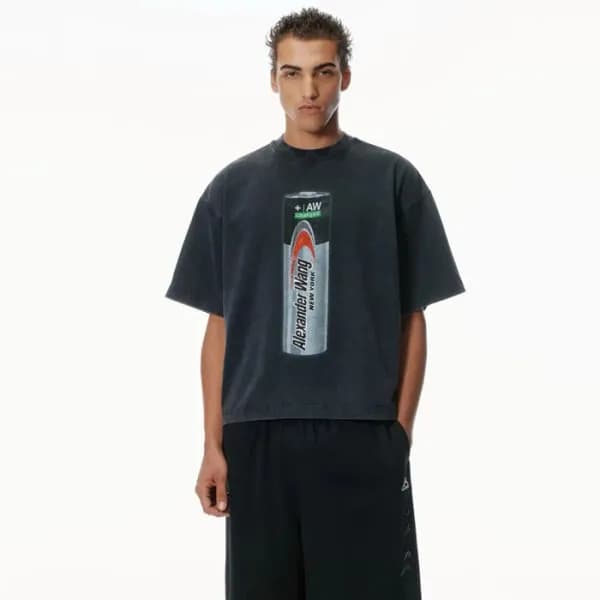 알렉산더왕 남성 라운드 반팔티 - Alexander wang Mens Round Tshir… - 1