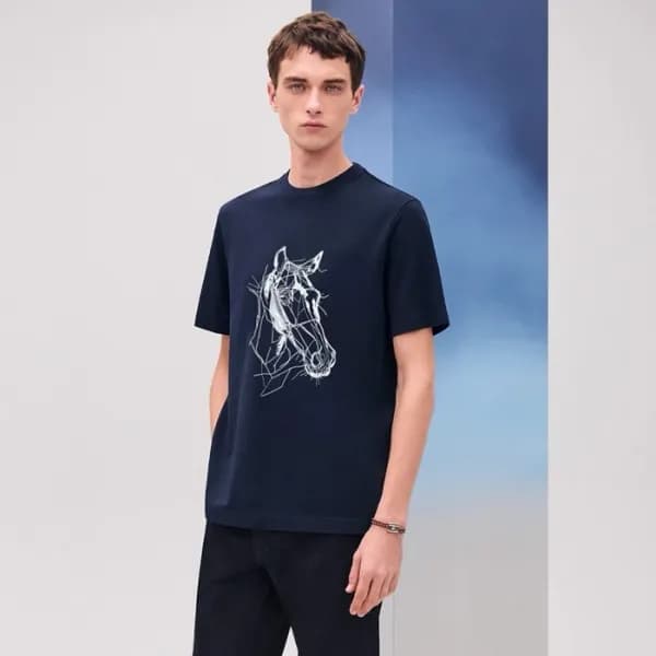 에르메스 남성 라운드 반팔티 - Hermes Mens Round Tshirt - hec66… - 1