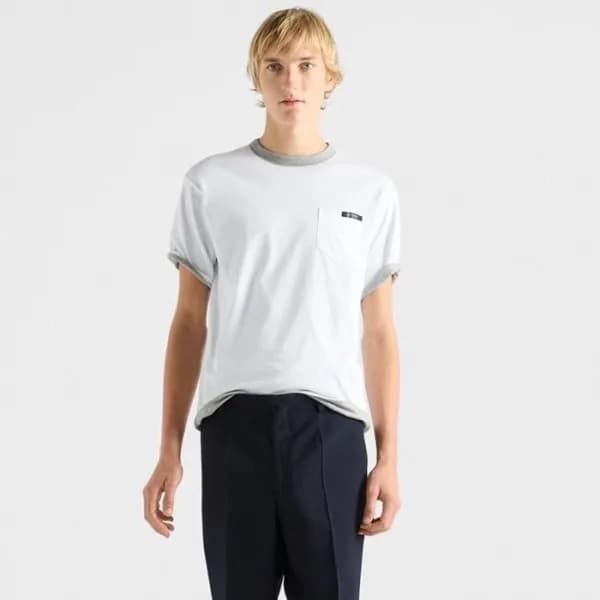 프라다 남성 양면 라운드 반팔티 - Prada Mens Round Tshirt - prc1… - 1