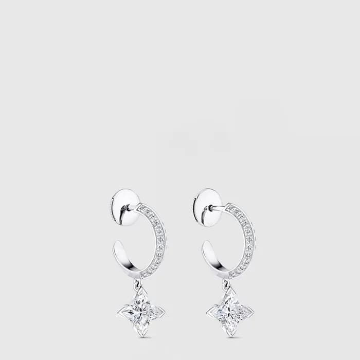 루이비통 여성 다이아몬드 파베 후프 모노그램 스타 컷 - Louis vuitton Womens Diamond Pavé Hoop Monogram Star Cut Earring - acc8732x
