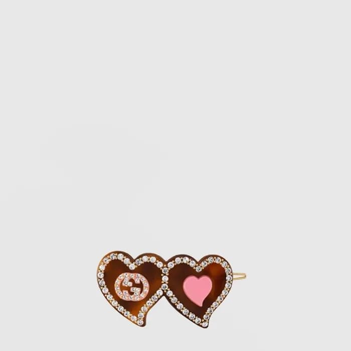 구찌 여성 쌍심 더블 G 헤어핀 - Gucci Womens Double Heart Double G Hairpin - acc10652x - 1
