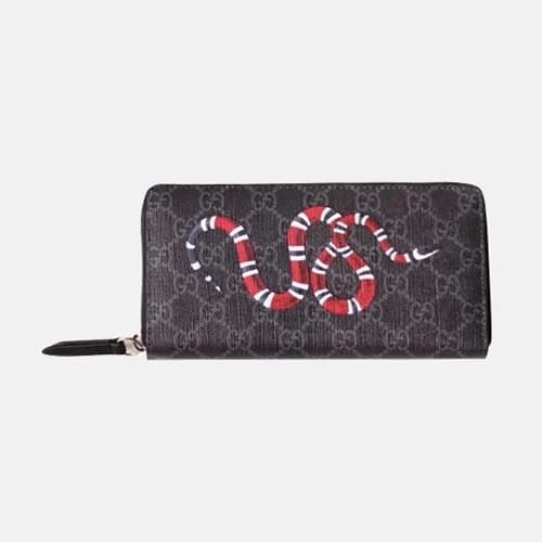Gucci 2018 Kingsnake Print GG Supree Zip Around Wa… - 1