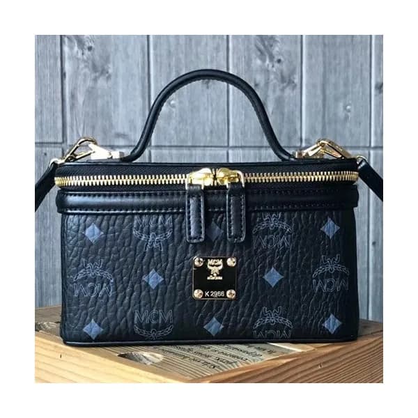 MCM Visetos Leather Pouch Tote Shoulder Bag,20cm … - 1