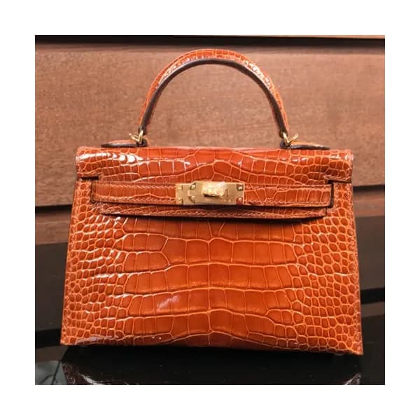 Hermes Mini Kelly Crocodile Leather Tote Shoulder … - 1