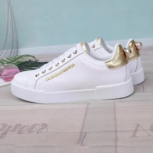 Dolce&Gabbana 2018 Mens Leather Sneakers Gold tab … - 1