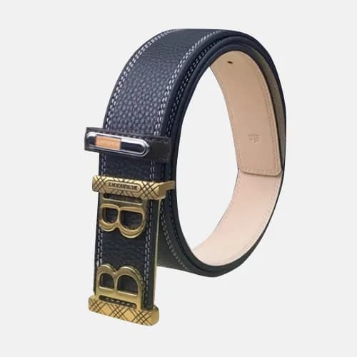 Burberry 2019 Men Initial Logo Buckle Business Lea… - 1