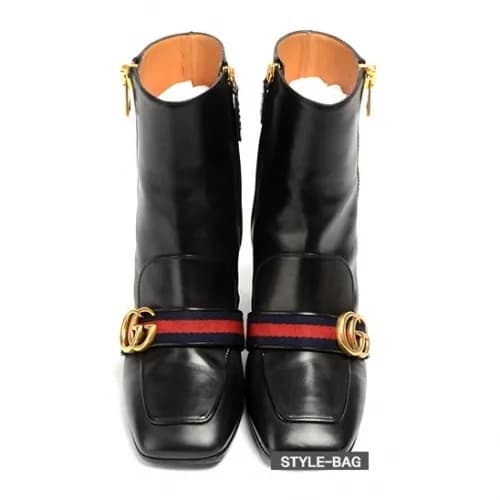 Gucci 2018 Ladies GG Preal Middle-heels Leather An… - 1