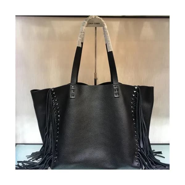 Valentino 2019 Leather Ruckstud Tassel Tote Should… - 1