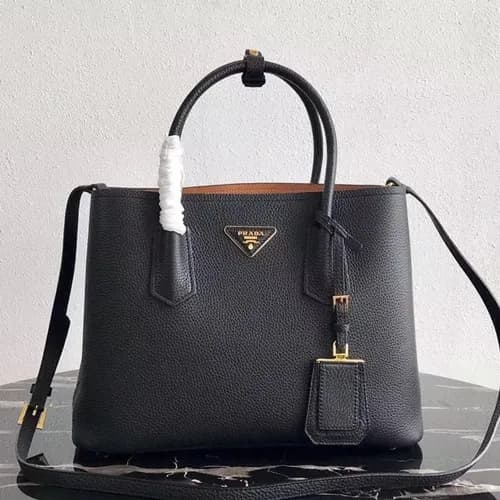 Prada 2019 Vitello Daino Double Leather Tote Shoul… - 1