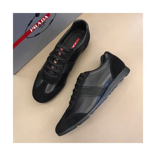 Prada 2019 Mens Business Logo Leather Sneakers - 프… - 1