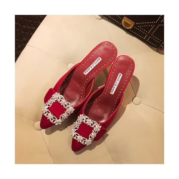 Monolo Blahnik 2019 Ladies Silk Middle Heel Slippe… - 1